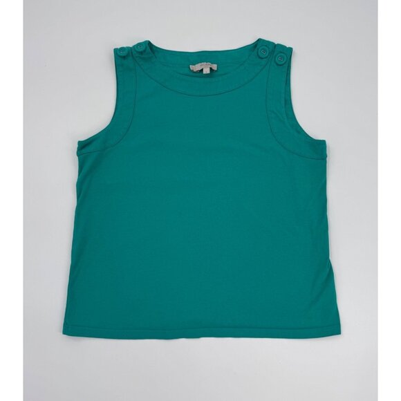 Hobbs London Maddy Cotton Vest Sleeveless Green Cotton Button-Shoulder Top S - Picture 2 of 13